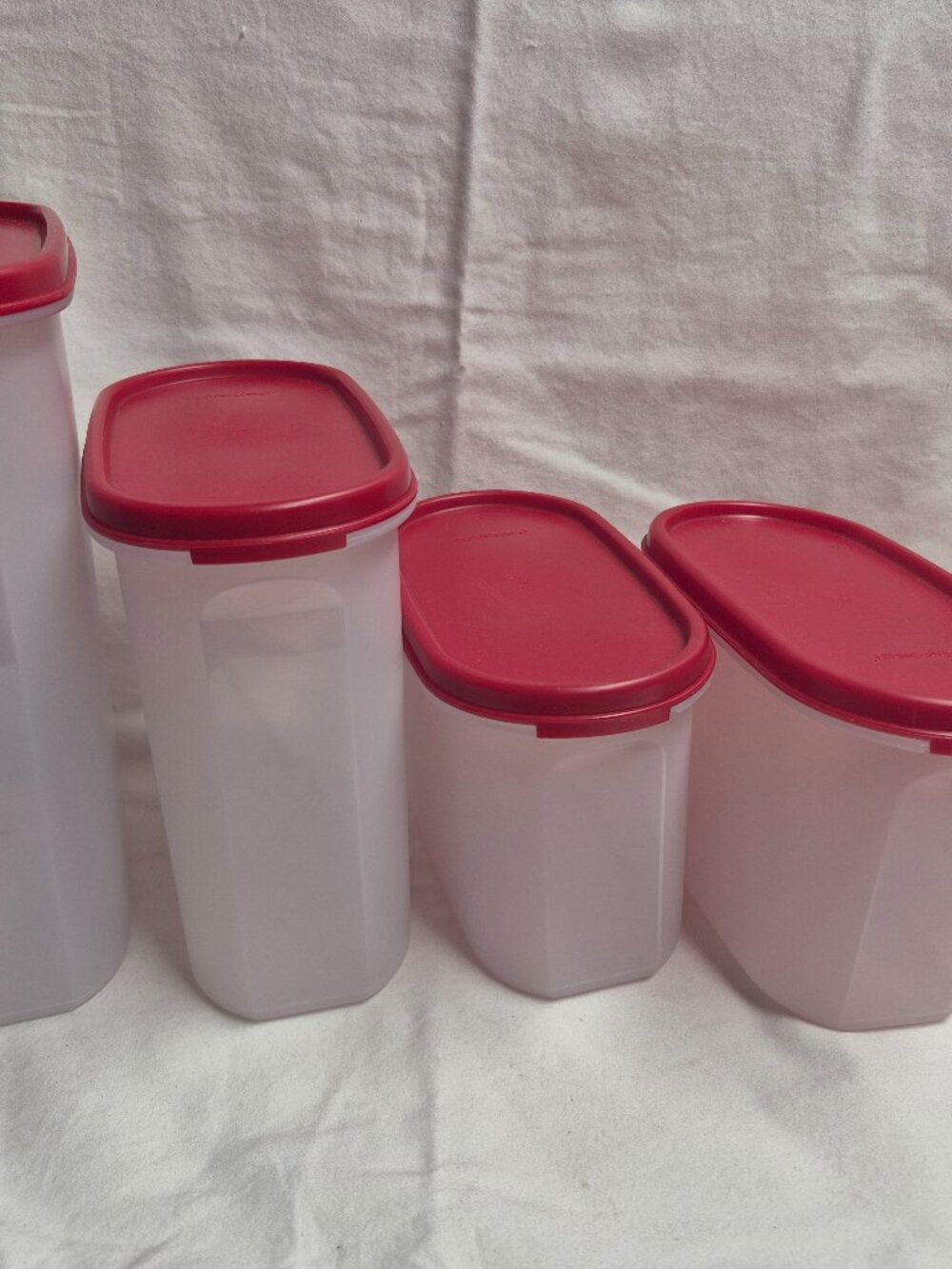 Vintage Tupperware Modular Mates Oval Red Lids Set of 5